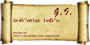 Grünblat Iván névjegykártya